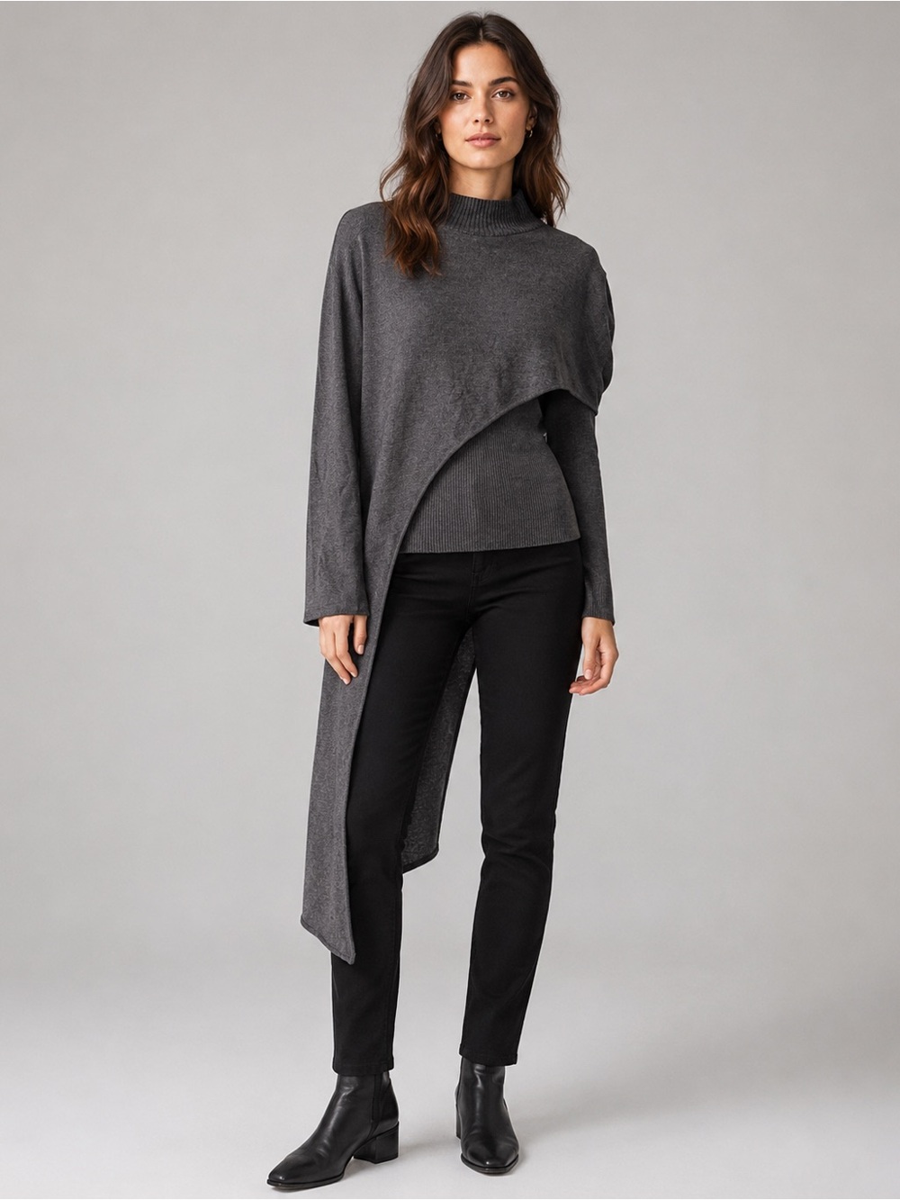 Japanese &g’aime Gray 2 Piece Asymmetrical Avant Garde Knit Top XS S